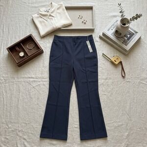 LOFT High Waist Side Zip Kick Crop Pants Womens 6 Navy Blue NWT Cropped Trouser